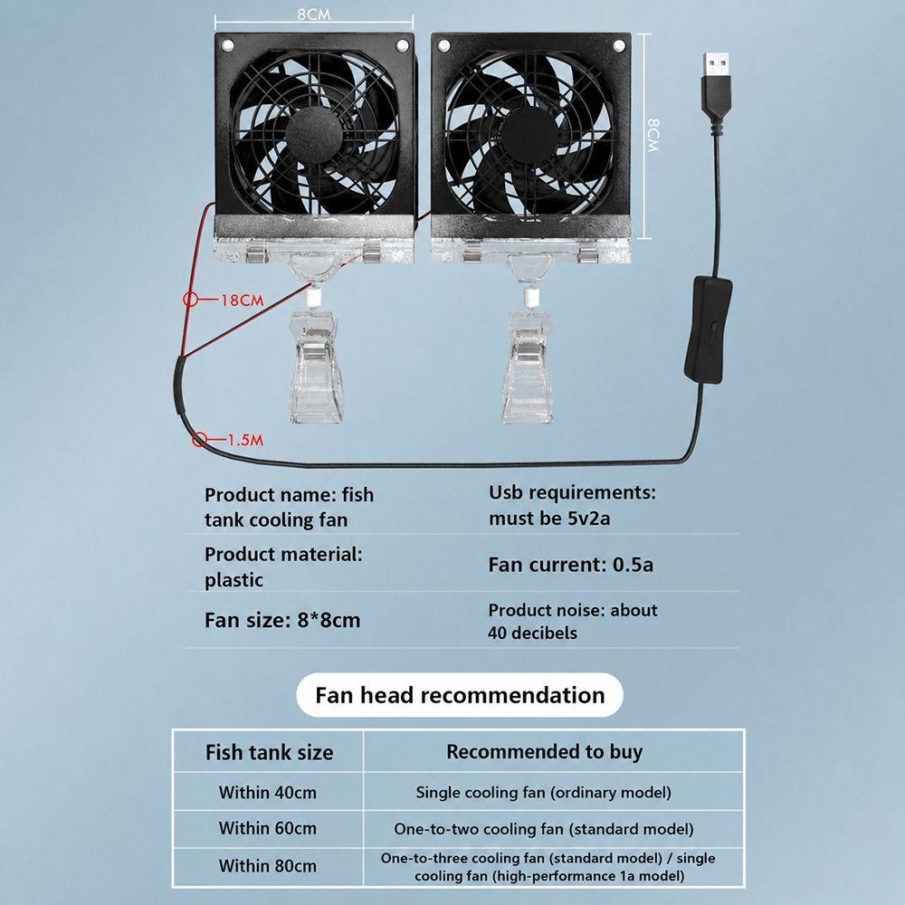 1Pcs Adjustable Angle Aquarium Chiller Fan Fish Tank Fan for Fish Tank Fishbowl Aquatic Pet Cooling