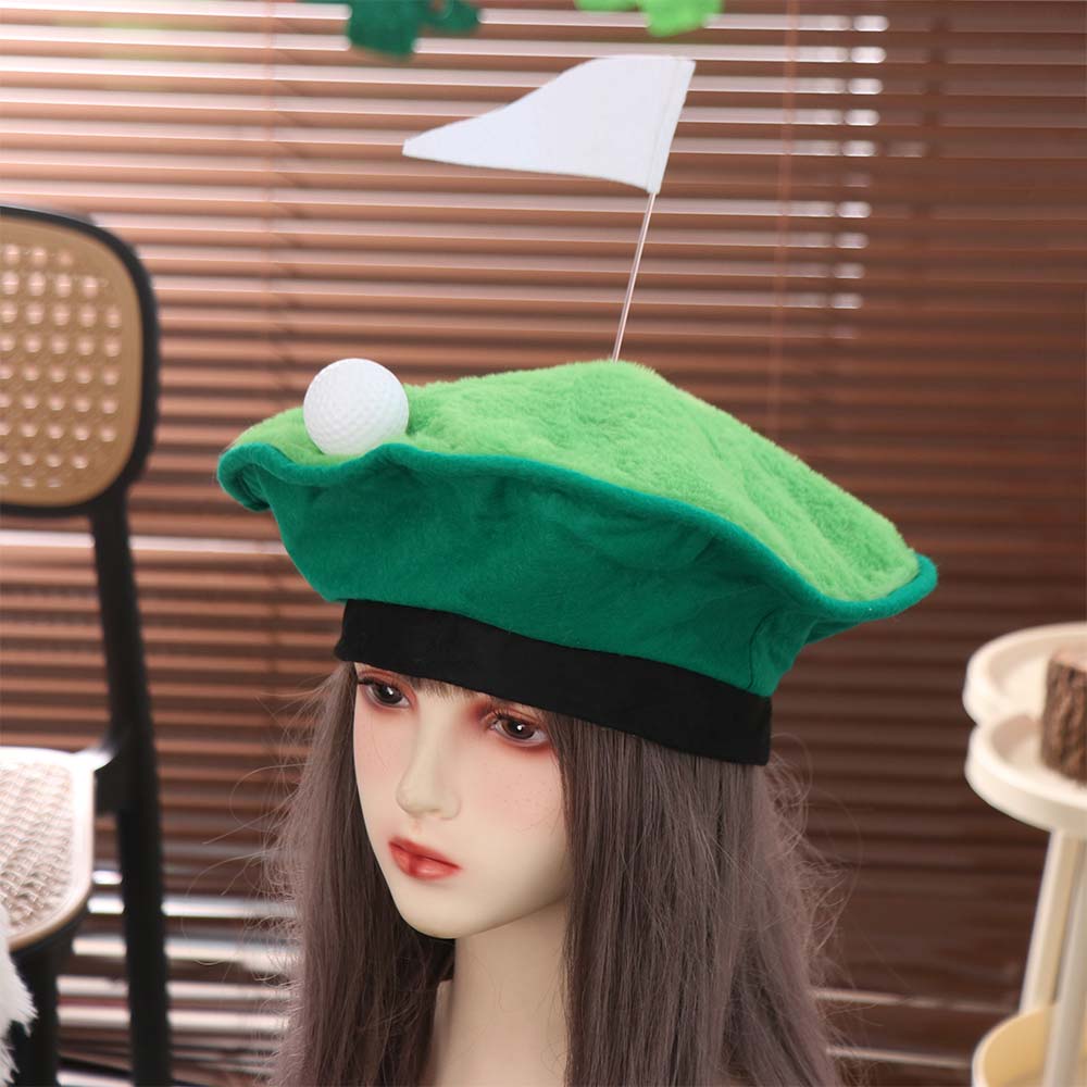 Unisex Pokrývka hlavy 30cm Klobouk s golfovou tématikou Hravý zelený golfový baret Vlajka na golfové hřiště Jedinečné golfové míčky Dekorace Klobouk Kostýmové večírky