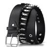 Hollow Bullet Decoration Belt Fashion Ladies Leather Studded Gift Man Goth Rock Wild Adjustable Women Punk Black Belt