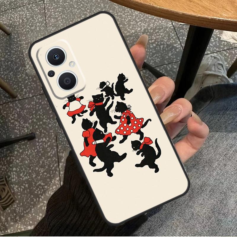Black Cat Face Kitty For OPPO Reno 14 13 12 11 10 Pro 8T 11F 12F 13F 14F 7 8 Lite OPPO Find X8 X6 X5 X9 Pro Case