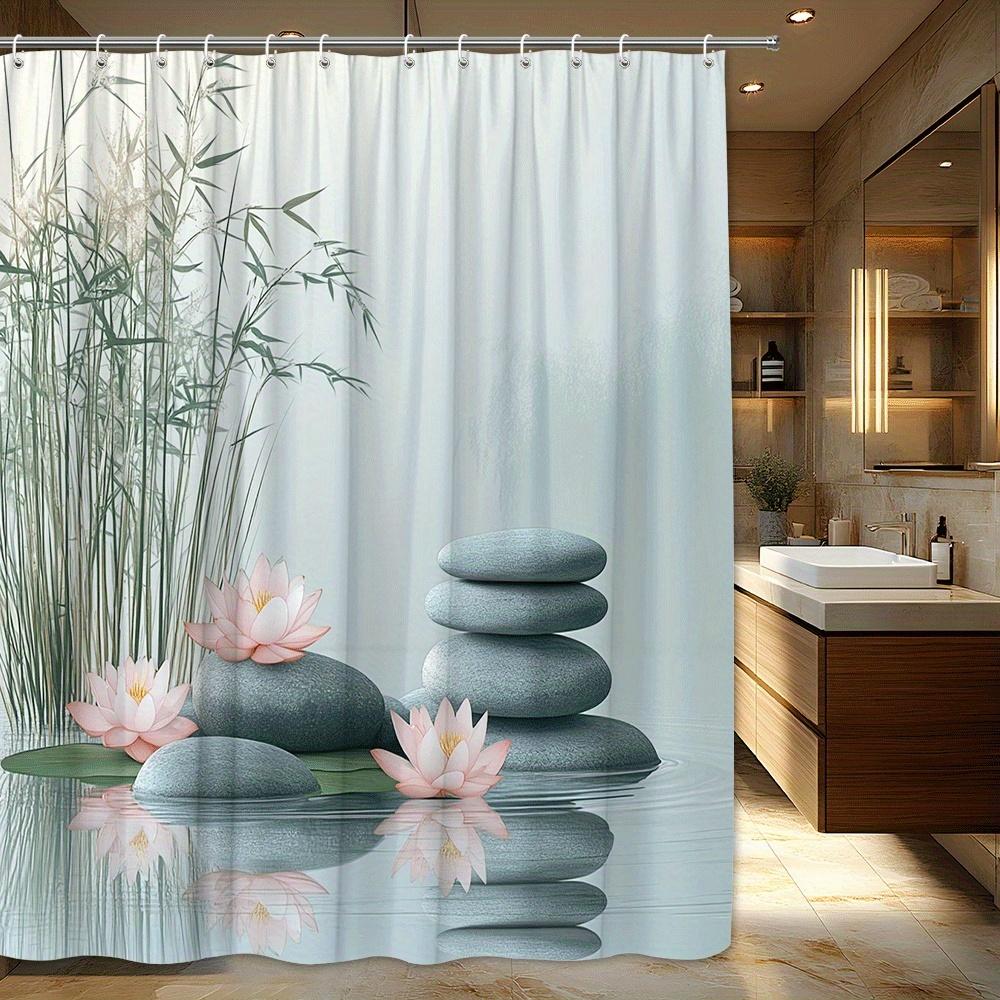 

1Pc Minimalist Pond Pattern Shower Curtain, Polyester Fabric, Machine Washable, Suitable For Bathroom Decoration W60H190(CM)-1 Pcs