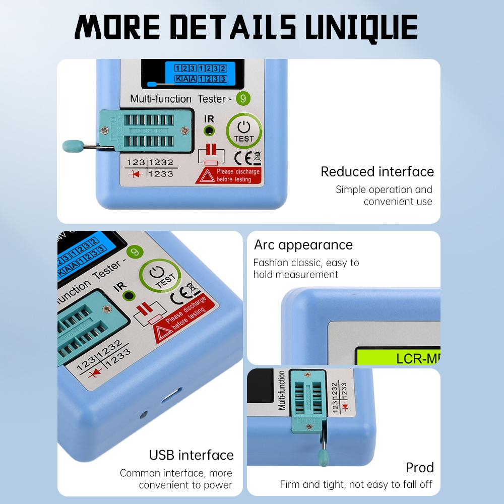 LCR-MF9 New Transistor Tester TFT Diode Triode Capacitance Meter LCR ESR Meter NPN PNP MOSFET IR Multifunction Tester Multimeter