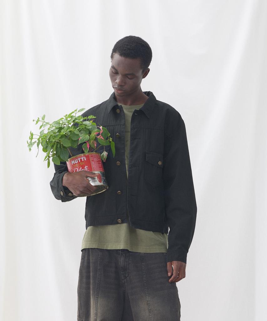 Eastserviceshop One-Wash Twill Lining Trucker Jacket - Black