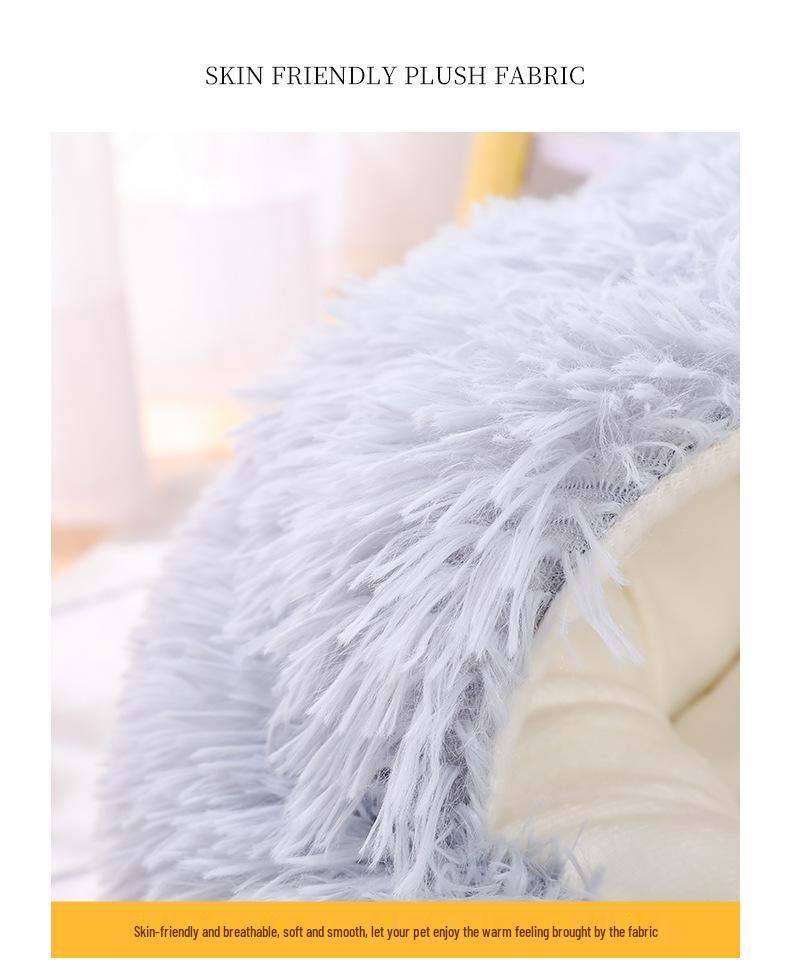 Cozy Plush Cat Bed - Round, Semi-Enclosed for Deep Sleep