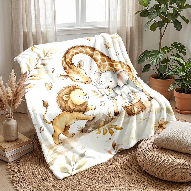 Rural Farm Animals Theme Blanket Lightweight Warm Flannel Blanket Decorative Throw Blanket for Home Decoration