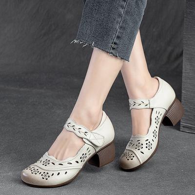 Mode GKTINOO 2025 Lente Herfst Nieuwe Retro Echt Leer Platform Schoenen Dames Pumps Hoge Hak Zachte Bodem Schoenen Dames Ontwerpers