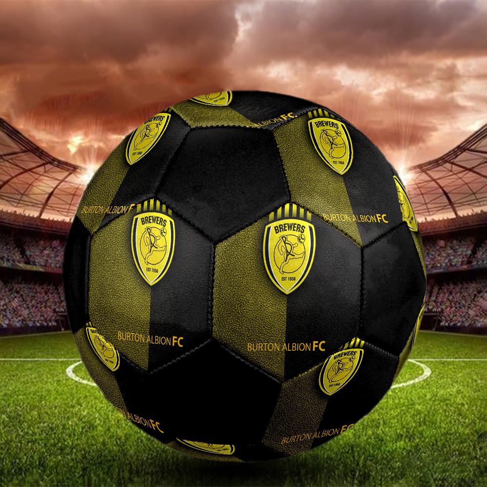SIZE 5 Burton Albion FC Soccer Ball Colorful All Ages Machine Stitched PVC Competition Ready Durable High-Bounce