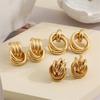Vintage Twist Round Earrings Set for Women 2025 Boho Metal Gold Color Dangle Earrings Geometric Fashion Zircon Trendy