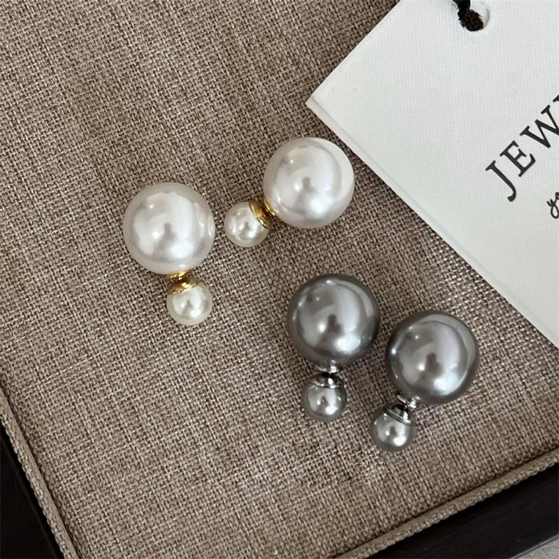 Double-sided Pearl Stud Piercing Earrings For Women Lady Elegant Fashion New Jewelry Gift Party Wedding bijoux femme