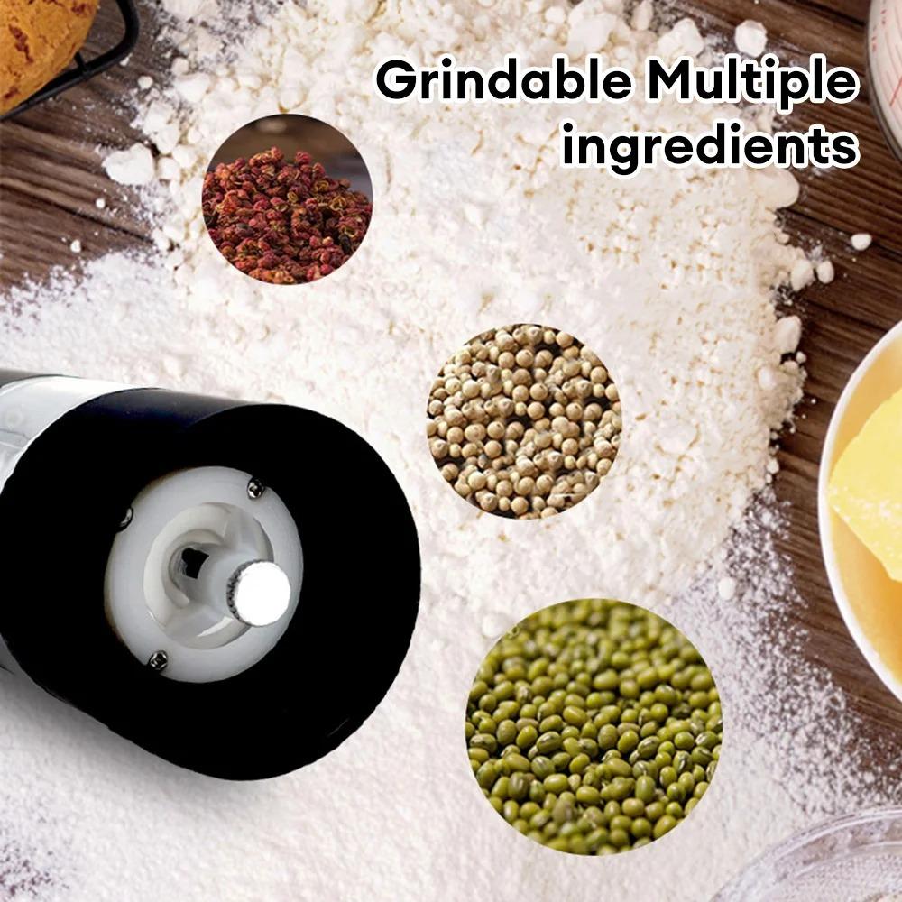 Visible Bottle Body Electric Pepper and Salt Mill Adjustable Coarseness Spice Grinder  Dining Table