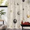 1pc Minimalist Star & Moon Shower Curtain - Waterproof Polyester, 12 Hooks, Machine Washable, Includes Window Curtain