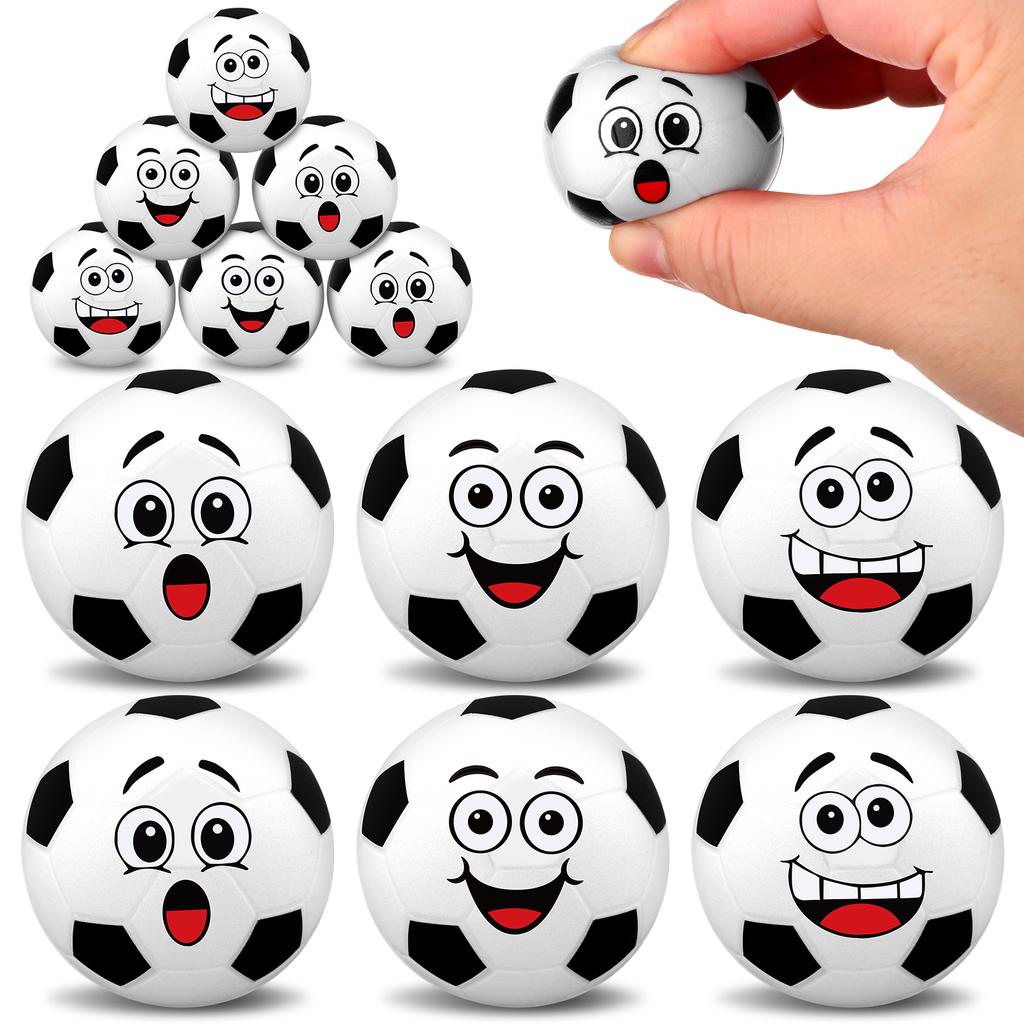 12 Pack Mini Stress Balls With 3 Funny Faces For Boys Girls Sport Squeeze Foam Balls For Party Favors Clas