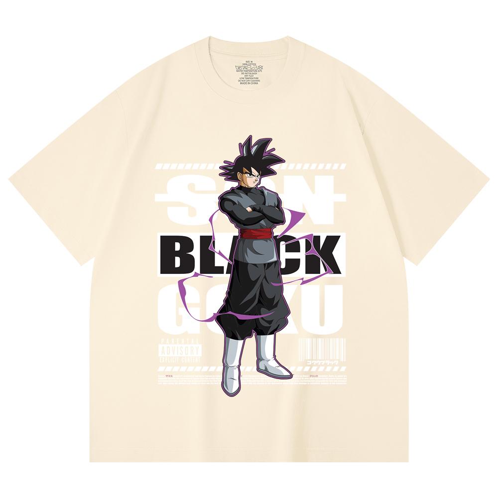 

230 г/м² 100% хлопок Dragon Ball V16 Принт Черного Гоку Унисекс Плотная хлопковая футболка XS абрикосовый
