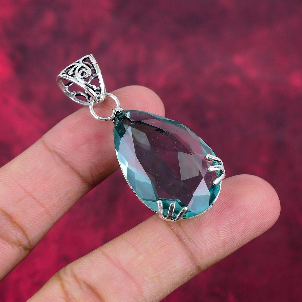 Aqua Apatite Pendant, 925 Solid Sterling Silver Pendant Handmade Gemstone Jewelry, Gifts For Wife Brand New Pendant
