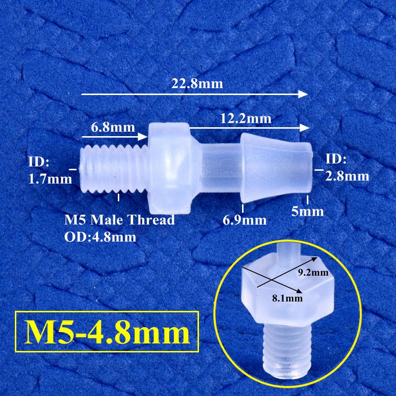 10pcs M5~M16 Male Thread To 2.4~16mm PP Pagoda Direct Connector Garden Irrigation Water Pipe Hose Joints Aquarium Fish Tank Adapter Barb Joints