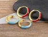 Nidin New Minimalist Candy Colors Enamel Round Hoop Earrings for Women Zircon Piercing Cartilage Huggie Ear Jewelry Wedding Gift