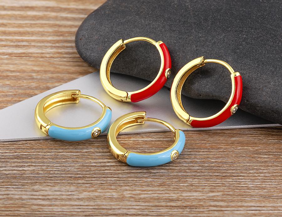Nidin New Minimalist Candy Colors Enamel Round Hoop Earrings for Women Zircon Piercing Cartilage Huggie Ear Jewelry Wedding Gift