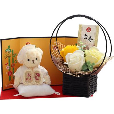 Hakuju Bear 12cm Small Size Folding Screen Fragrance Soap [Petit Lou] (Golden Flower)