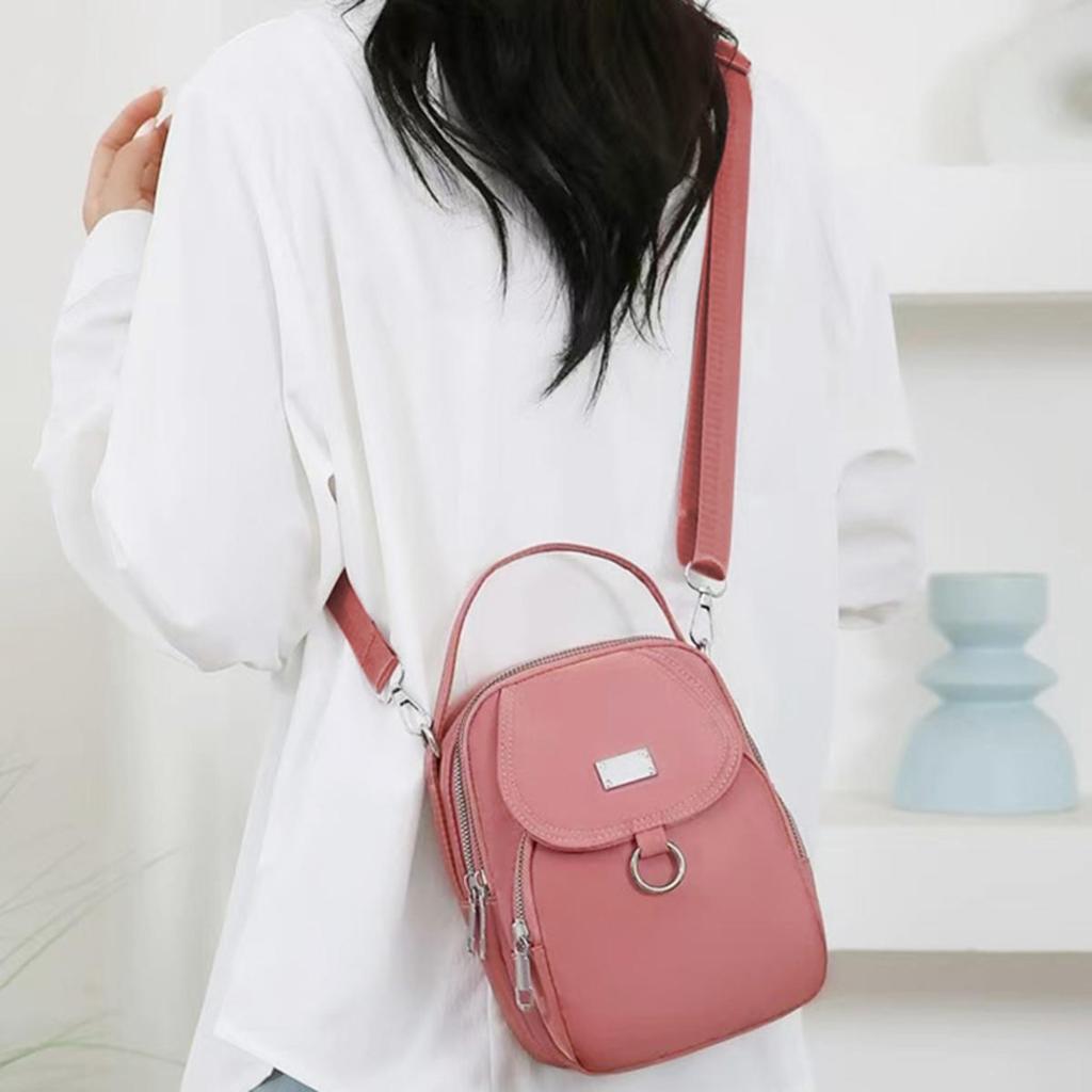 1PC Lady Casual Messenger Bag  Solid Color Multi-function Purse Multi-layer Lightweight Oxford Handbag  Suitable for Going Out