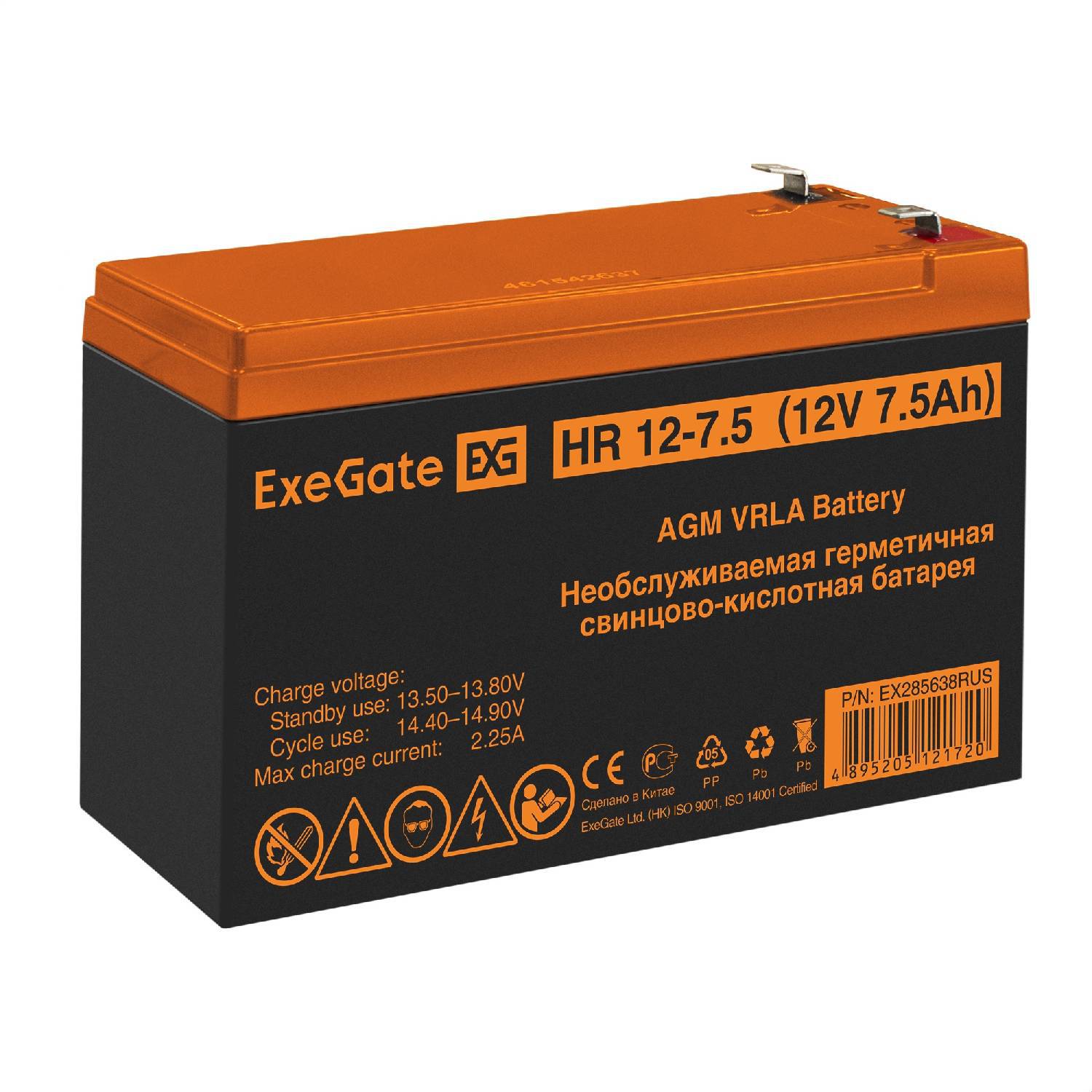

Аккумулятор Exegate Hr 12-7 5 12 В 7 5 Ач 1228 Вт Клеммы F2