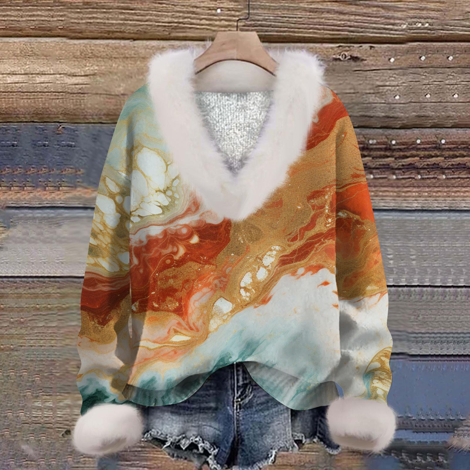 

Женская мода повседневная футболка с длинным рукавом и V-образным вырезом с принтом XL жёлтый