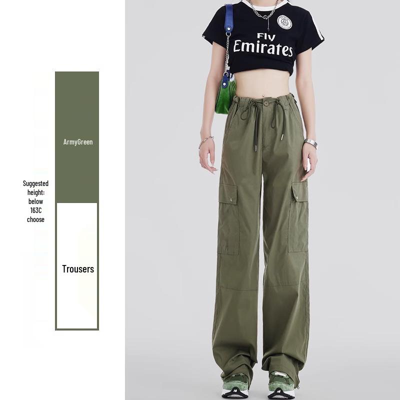 

Women s American Retro Black Cargo Pants 2025 - Loose, Slimming, Drawstring, Wide-Leg Style. 4XL