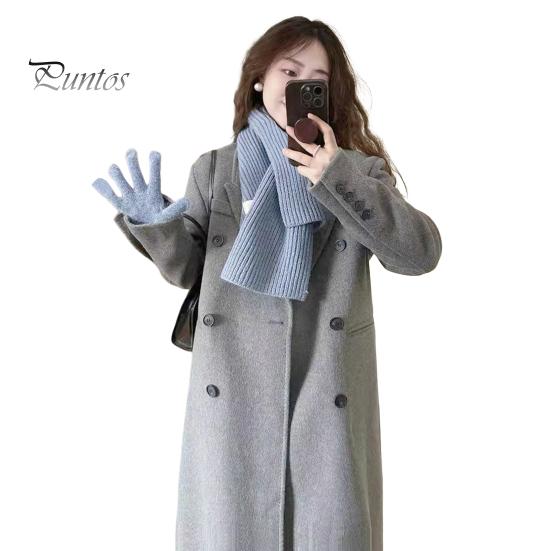 

Женский шерстяной жакет с отложным воротником, однотонное двубортное пальто средней длины, термобелье с длинными рукавами, для поездок на работу, свиданий, весна-осень-зима S серый