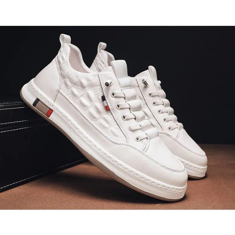 Luxury Designer Men's Leather Shoes Fashion Casual Sports Shoes  New Breathable Anti-Slip Skateboard Shoes Zapatos De Hombre