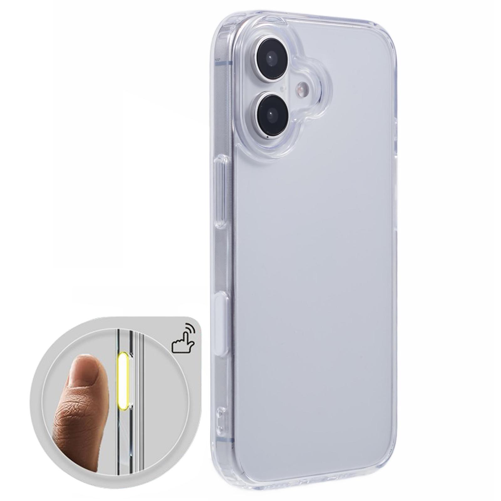 

For iPhone 16 Clear Case TPU+PC Back Cover with Touch Button Photography