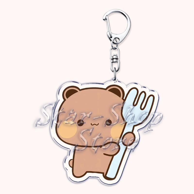 Cute Bubu Love Dudu Yier Keychains Couple Bear Panda Keyrings for Accessories Bag Pendant Key Chain Jewelry Fans Lovers Gifts