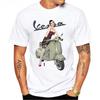Hip Hop Boy Casual White TopsVintage Man Style New Summer Men's Short Sleeve Retro Classic Vespa Italy Scooter Art Print T-Shirt
