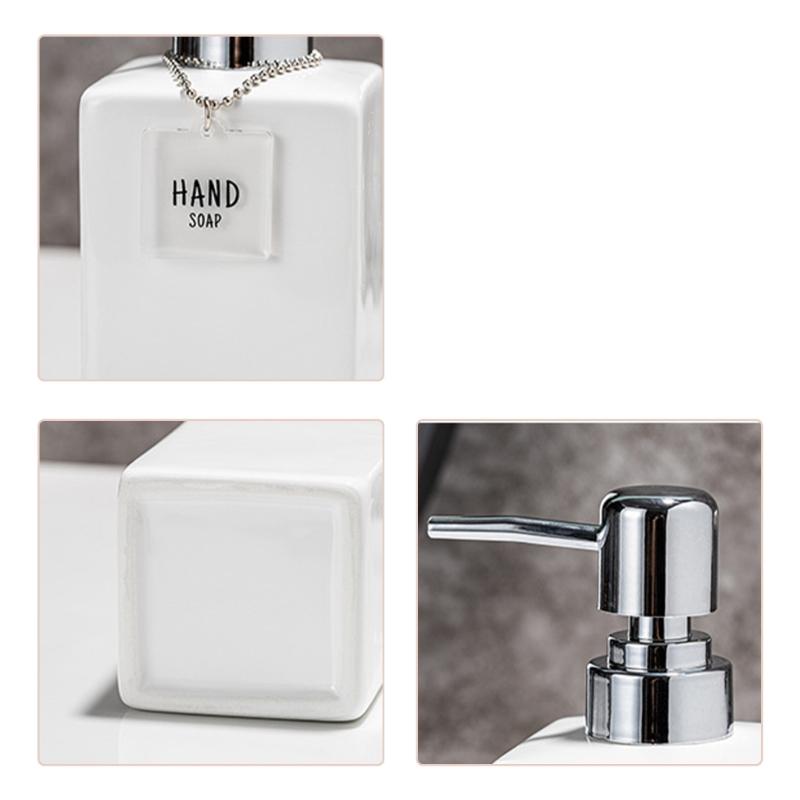 Reusable Press Type Liquid Dispenser Bottle Ceramic NonMetallic Portable Design for Shampoo Soap Lotion Friendly Home Use