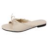 French bow delicate fairy style flat bottom one-word shoe women 2025 summer wear new non-slip cool slippers