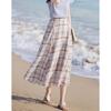Shinejoy Women's High-Waist Contrast Plaid A-Line Midi Skirt