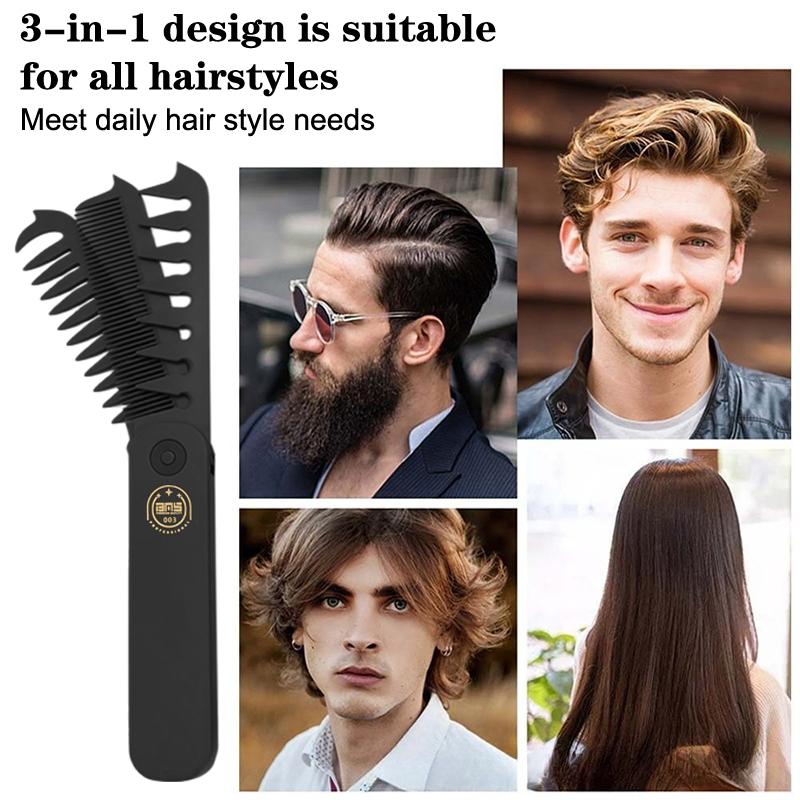 3 In 1 Folding Combs Plastic Wide Tooth Oil Head Comb Beard Combing Multifuncional Barber Hair Clipper Comb Styling Tools