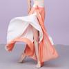Two-Tone Satin Chiffon Lace-up Dance Midi Skirt for Women