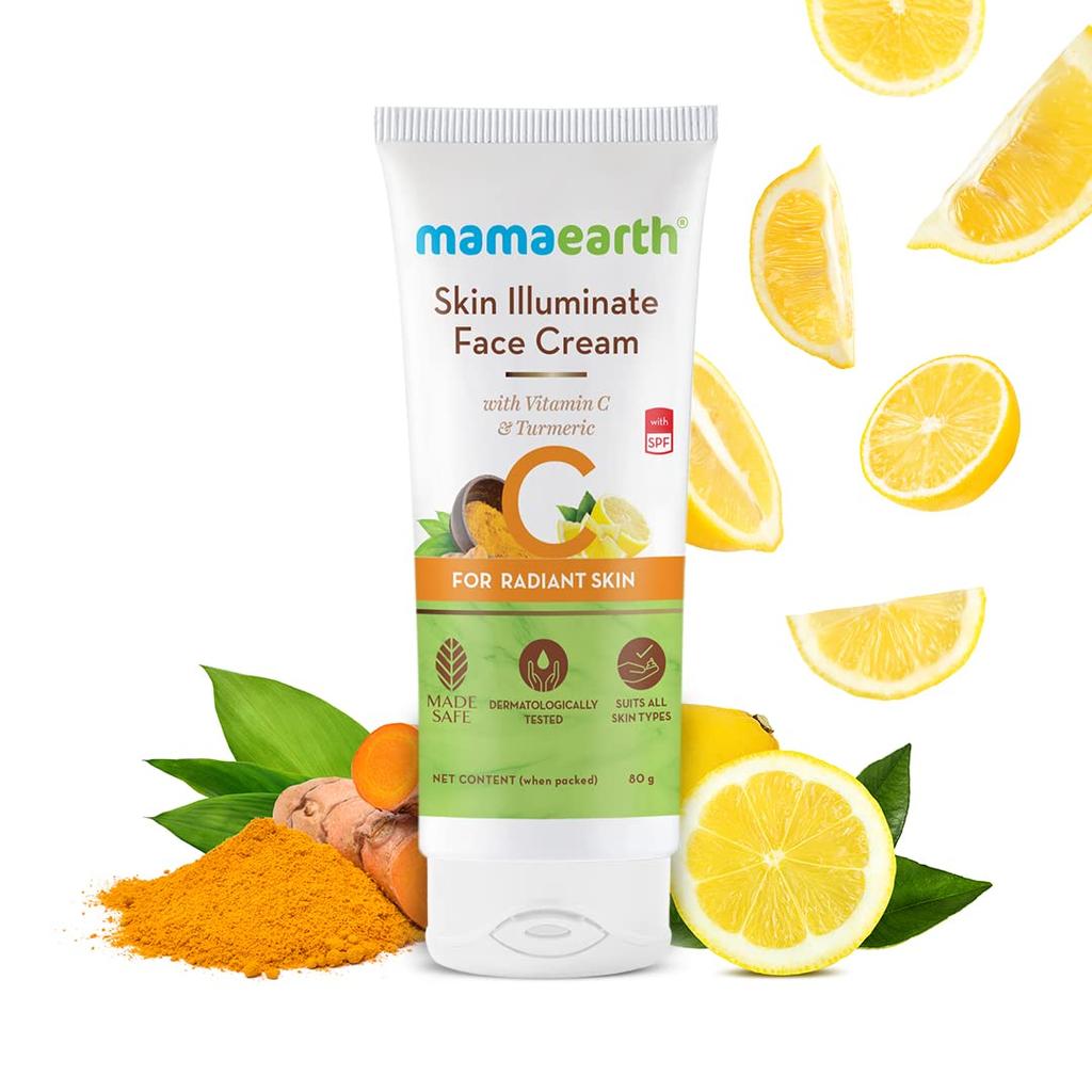 Mamaearth Skin Illuminate Face Cream For Radiant Glow & Skin Brightening With Vitamin C & Turmeric - 80g | Natural Daily Face Moisturizer