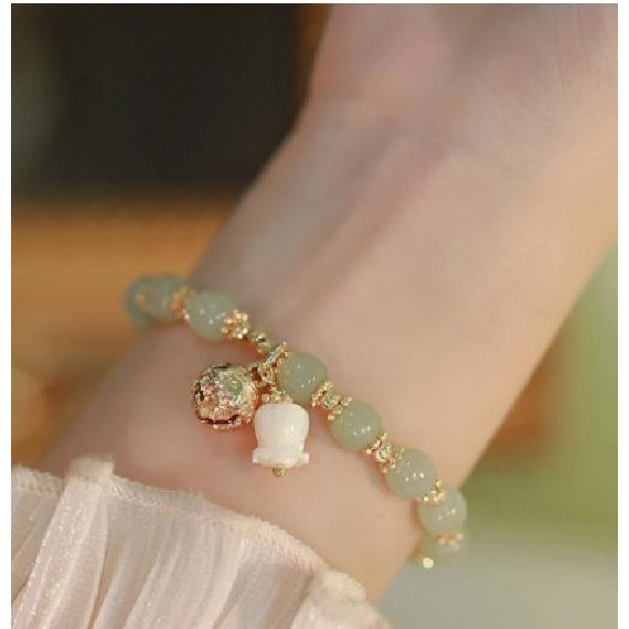 Recommended jewelry: Natural Hetian jade bracelet, lily of the valley bracelet, women's sand gold pendant, Chinese style accessories, hand jewelry,