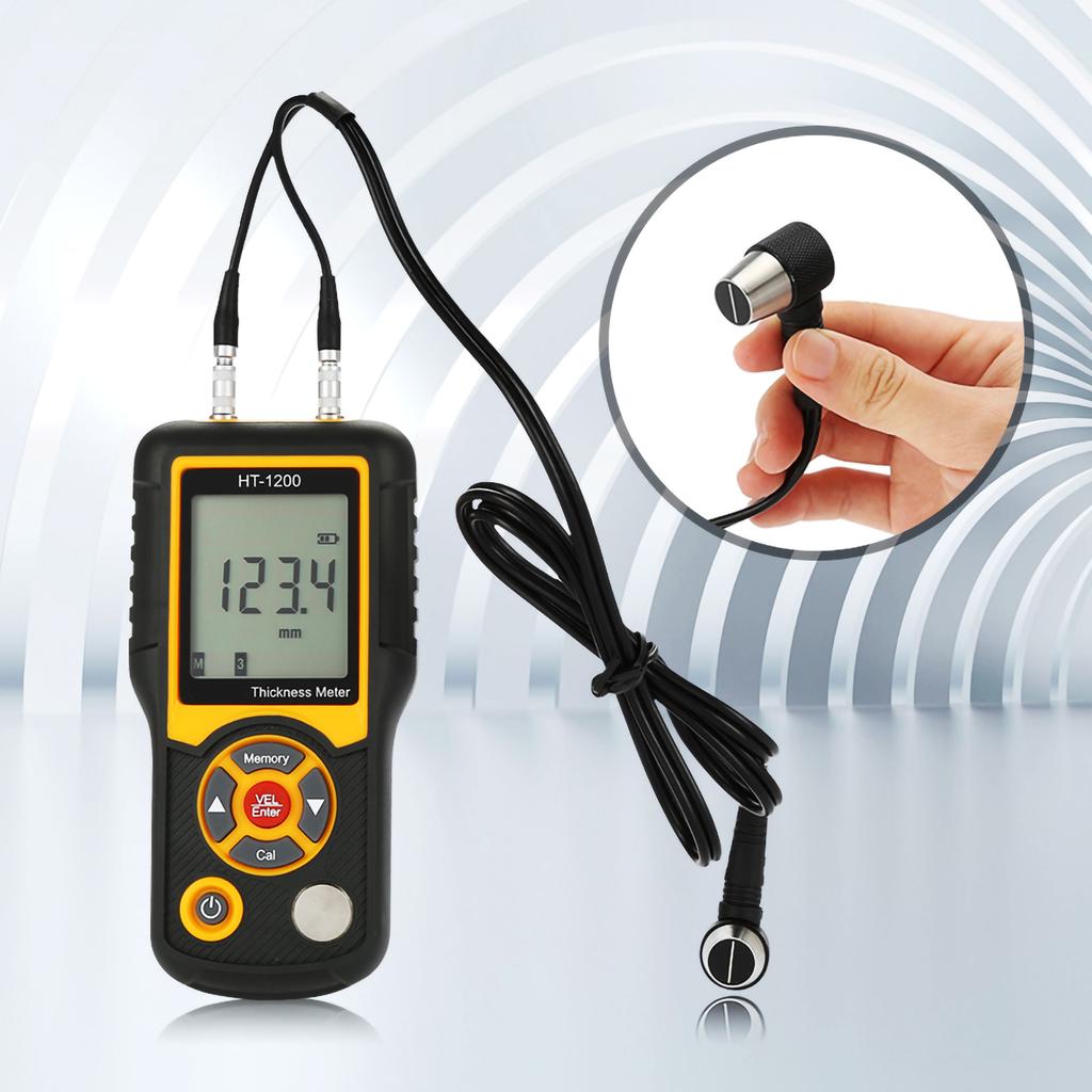 HT‑1200 Digital LCD Ultrasonic Thickness Meter Tester Gauge Measuring Tool 2‑300mm Range