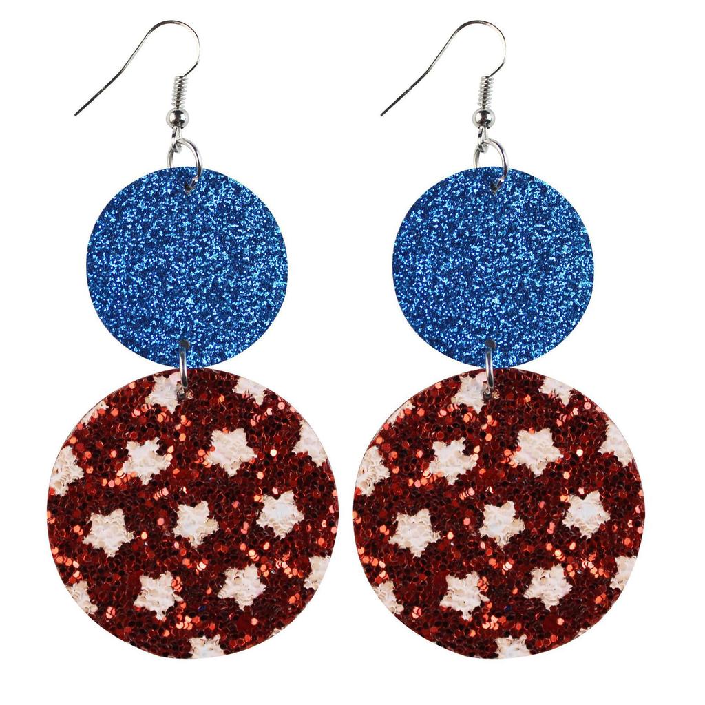 American Flag Star Stripe Elements Independence Day Leather Earrings Election Theme Diy