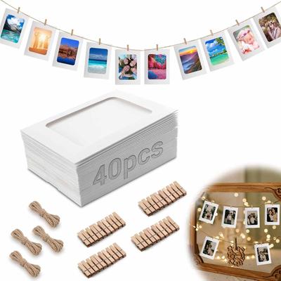 40pcs Curtain Line with Clip, Photo Photo Hanging Wall Decoration, Paper Frame, Rope, Frame Home, Wedding, School