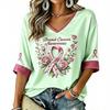 Women's V-neck anti-breast-cancer printed summer lightweight top
