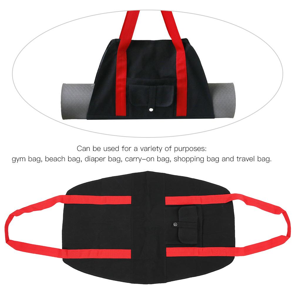 Portable Canvas Bag Fashion Gym Yoga Mat Carrier Fitness Exercise Single Shoulder Bag (Black)