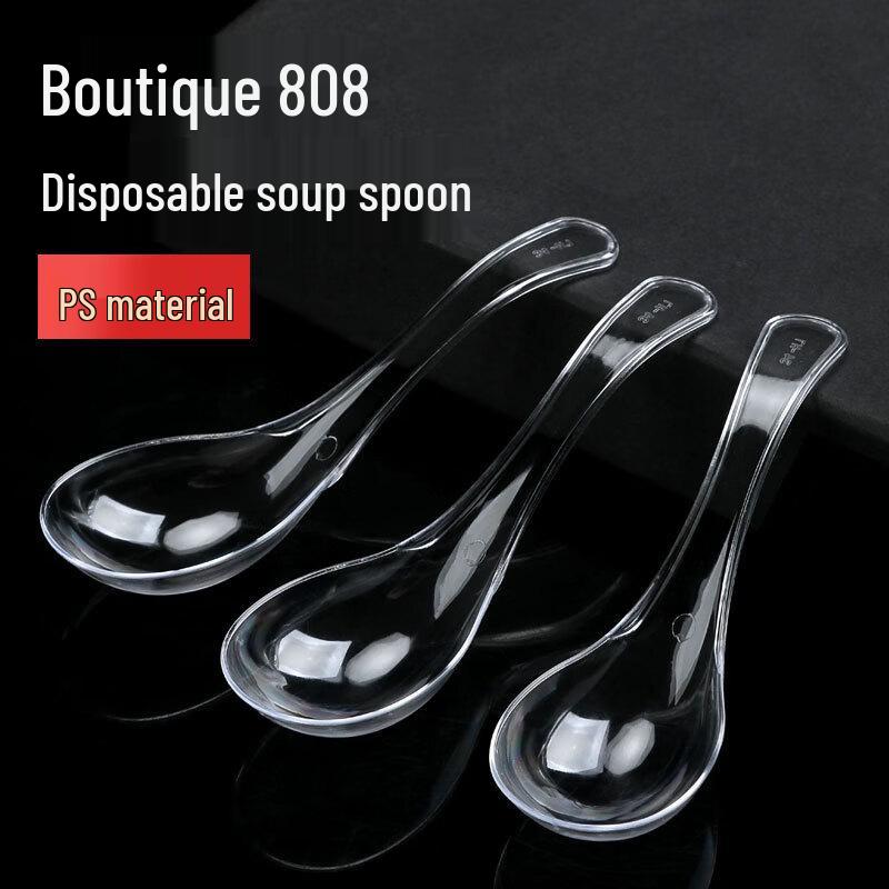 Disposable Black 12cm Crystal Takeaway Spoons