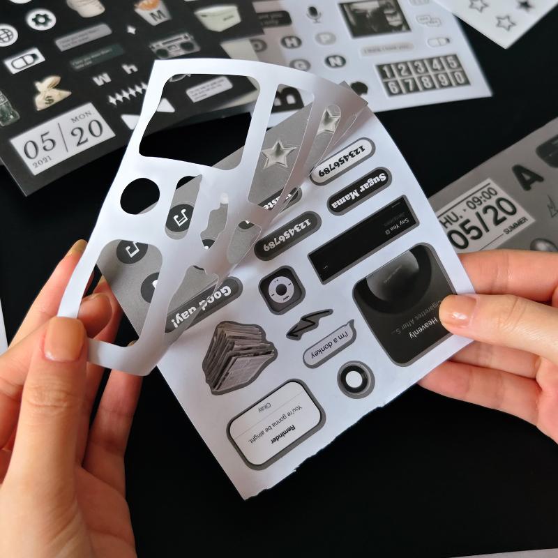 20 Sheets Mini Deco English Cutting-Free Handbook Daily Quotes Series Cut Film Sticker Book Diy Decorative Material Decals