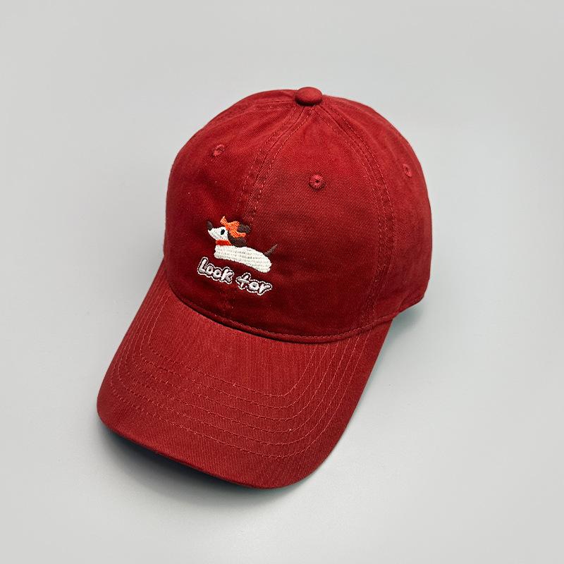 Cute Puppy Letter Embroidery Cartoon Baseball Cap Men S And Women S Sunshade Casual Versatile Cap 52-60cm красный