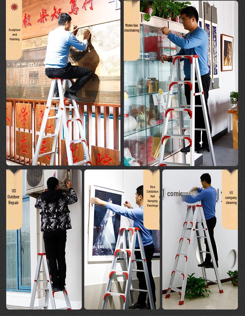 2M Multifunctional Aluminum Alloy Foldable A-frame Telescopic Ladder for Indoor Climbing