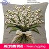 Lily Of The Valley 2D Flat-Printed Pillow Cover With Non-Real Embroidery Sofa Cushion Cover, Home Decoration, 2D Printing