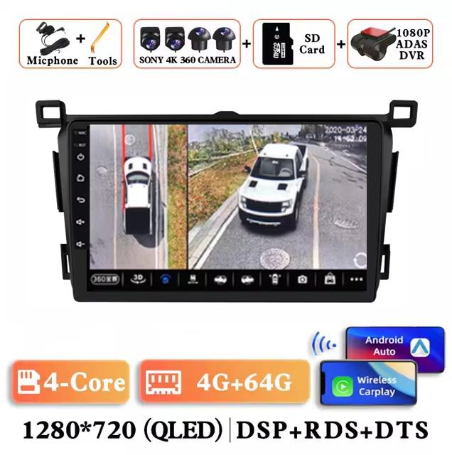 Android 14 Wireless Carplay Auto Car Radio for Toyota RAV4 Rav 4 2013 - 2018 Multimedia Player Navigation GPS 4G+WIFI Stereo RDS