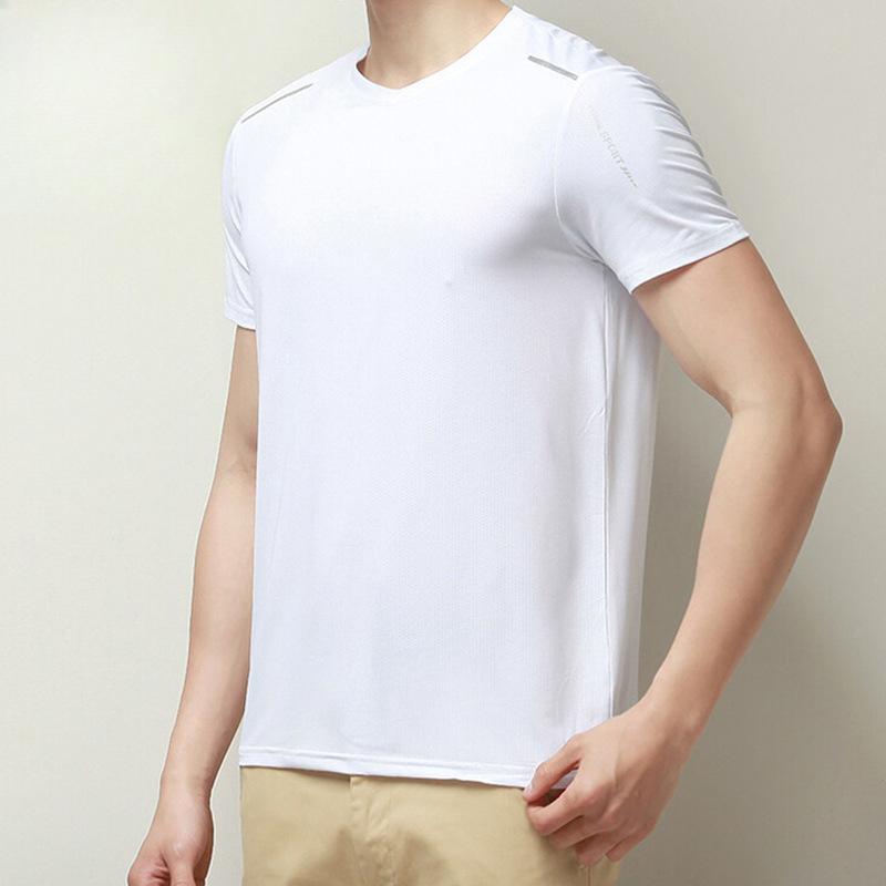 Ice Silk T-shirt Men's Quick-drying Short-sleeved T-shirt Summer High-elastic Ice-feeling Breathable Trendy Top
